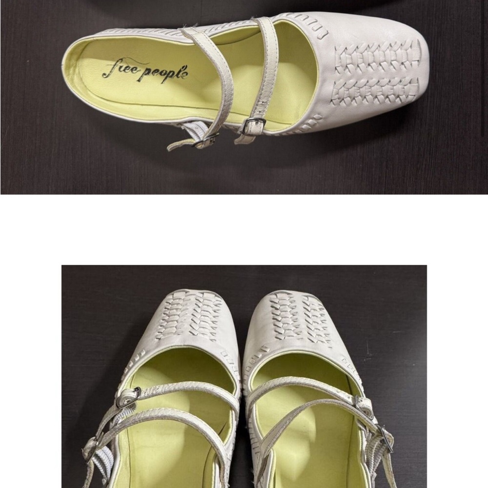 Free People White Diana Double Strap Flats 38.5